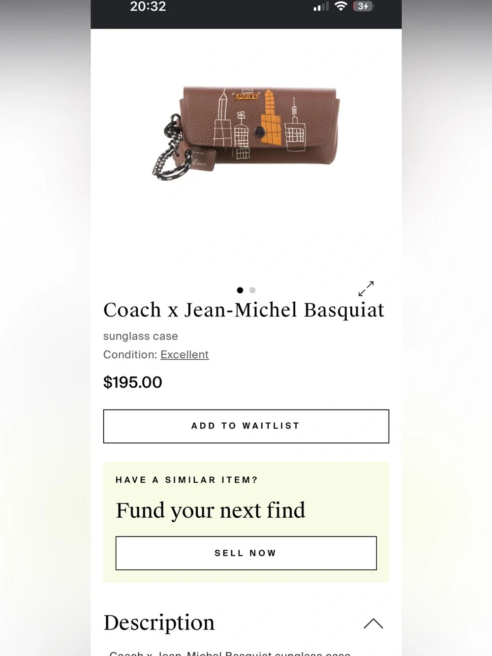 Coach x Basquiat Brown Leather Key Case with City Graphic